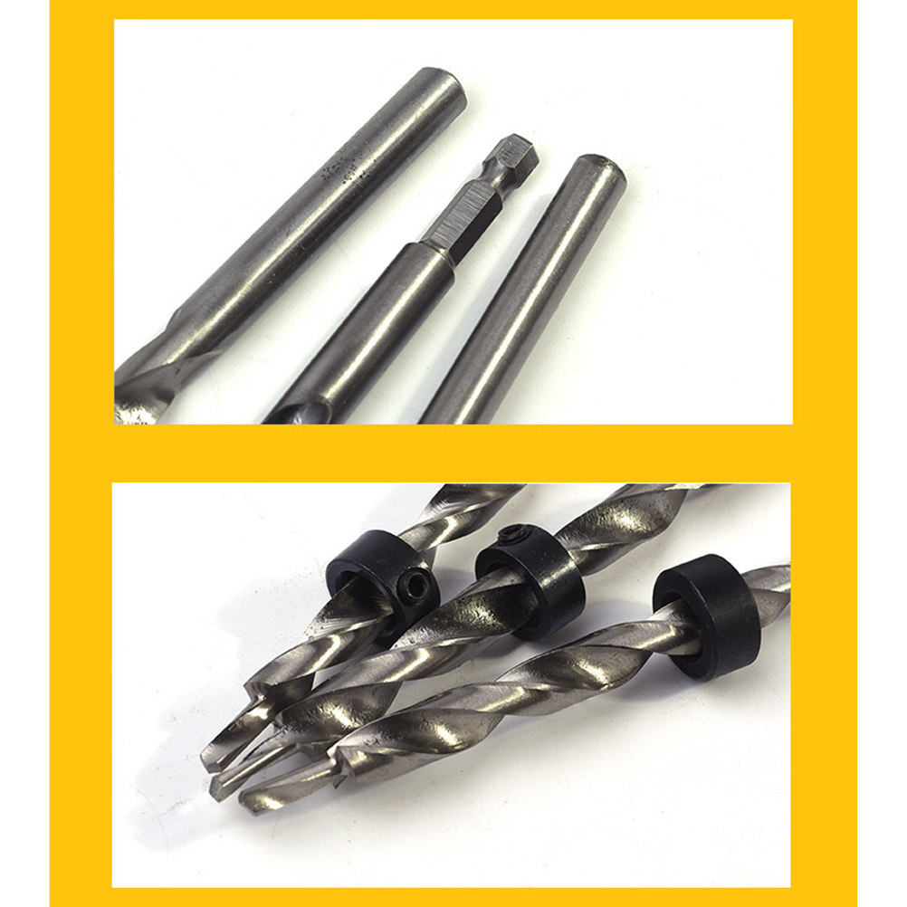 Woodworking Drill - ดอกสว่านเจาะไม้แบบหัวจมพร้อมก้านหกเหลี่ยม ขนาด 9.5 มม. เคลือบไทเทเนียม ทำจากเหล็กคาร์บอน