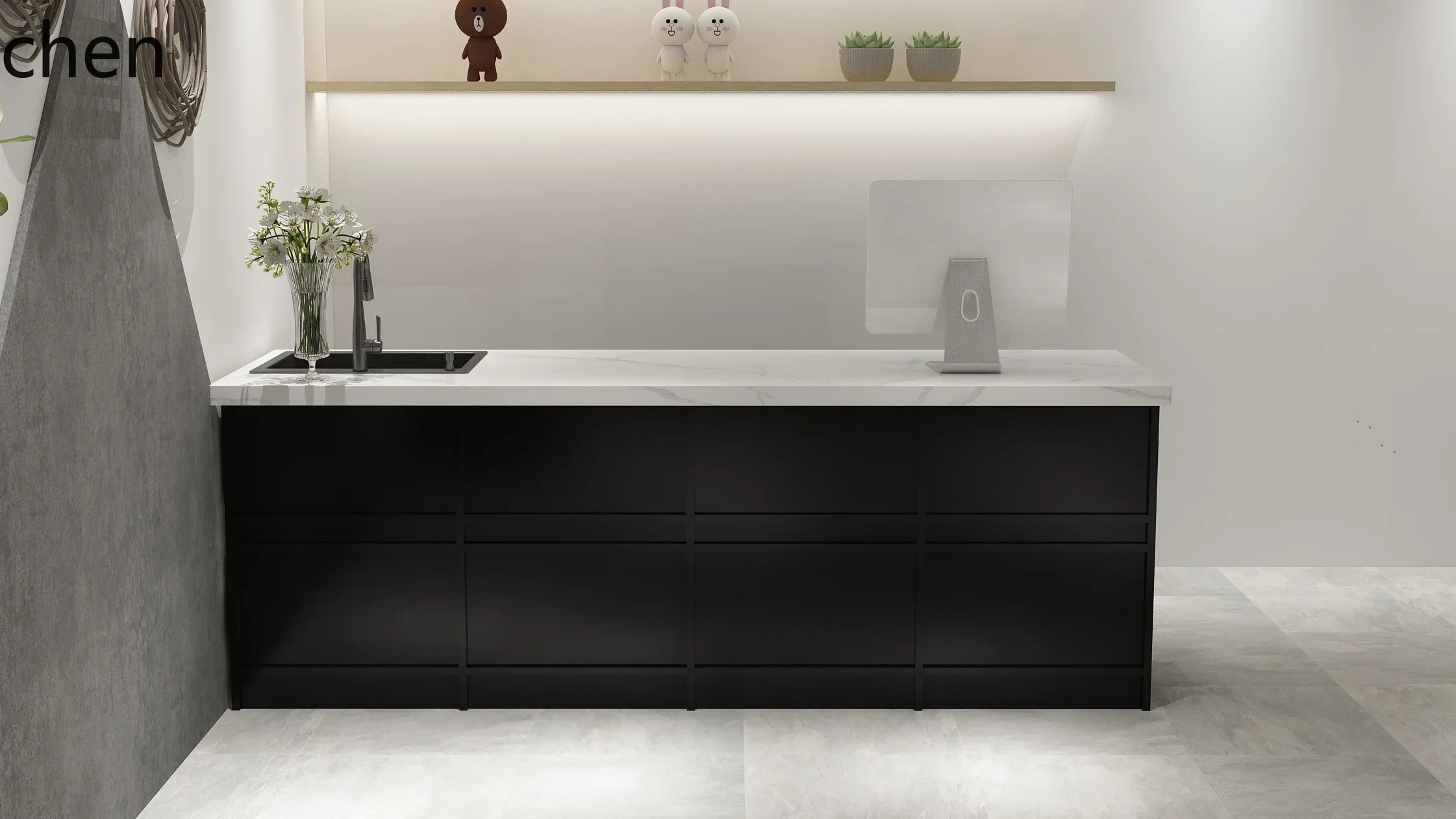 Wood Woodworking - ร้านดอกไม้ TQH7.2 บริการจัดดอกไม้ เคาน์เตอร์แคชเชียร์พิเศษ โต๊ะประชาสัมพันธ์ งานทาสี