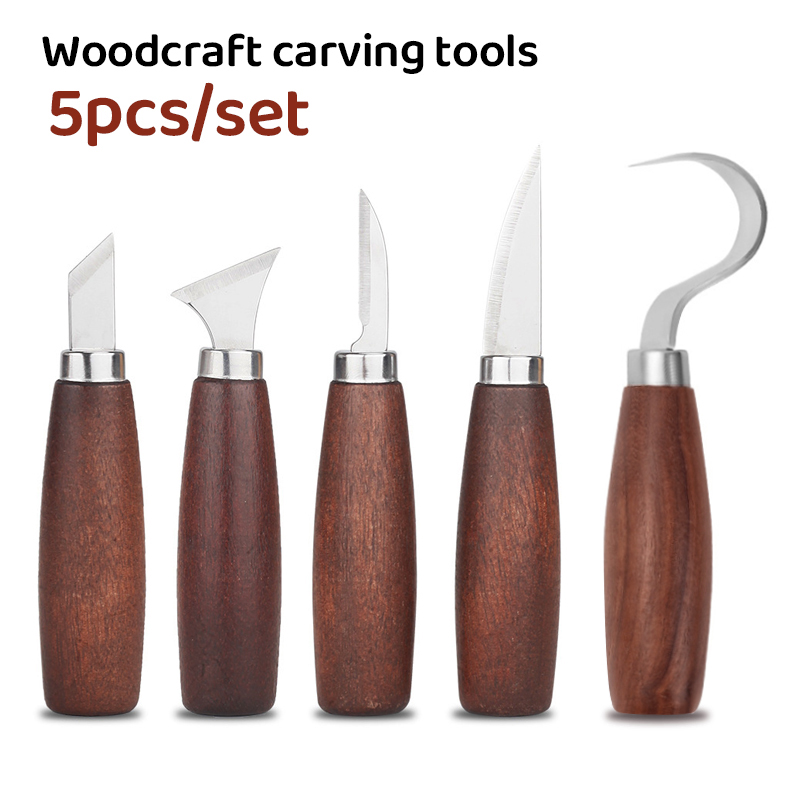 Wood Chisel Set - ชุดเครื่องมือแกะสลักไม้ 5 ชิ้น ชุดเครื่องมือช่างไม้ ค้อนแกะสลักไม้ มีดแกะสลักไม้