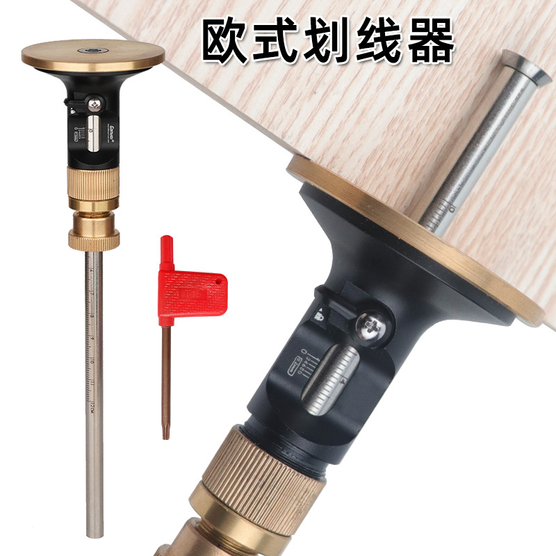 Wood Woodworking - เครื่องมือทำเครื่องหมายบนไม้แบบยุโรป ปรับละเอียดได้ ใบมีดคาร์ไบด์ เครื่องมือเขียนเส้นขนาน ความแม่นยำสูง สำหรับงานไม้