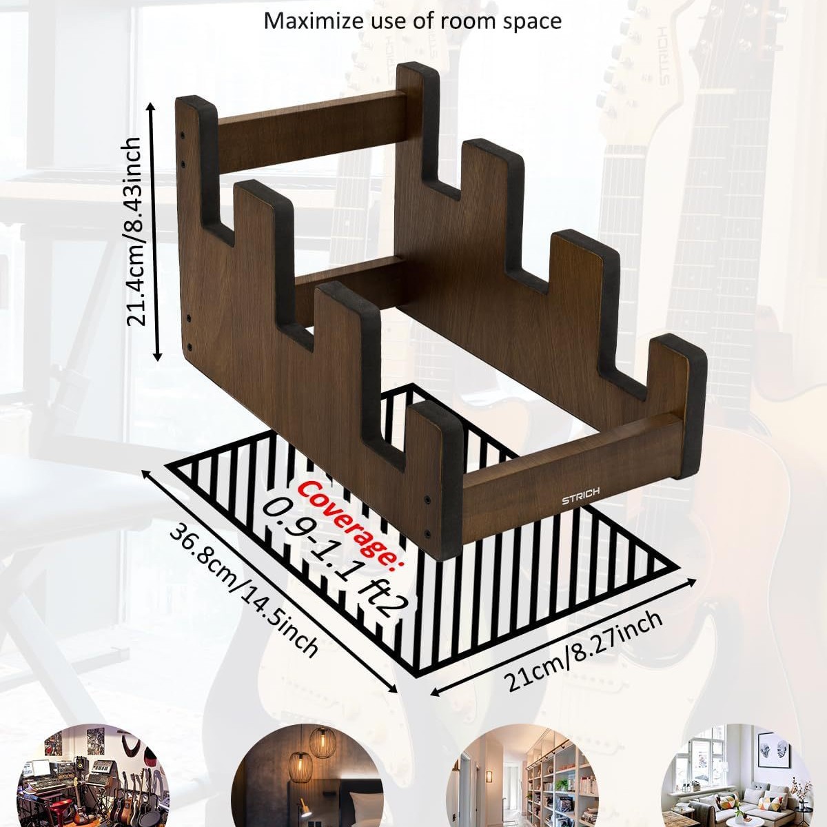 Woodworking Show - ชั้นวางกีตาร์ไม้แบบขั้นบันได, ชั้นวางโชว์เครื่องดนตรีไวโอลิน, ที่จัดเก็บกีตาร์ไฟฟ้าแบบหลายช่อง