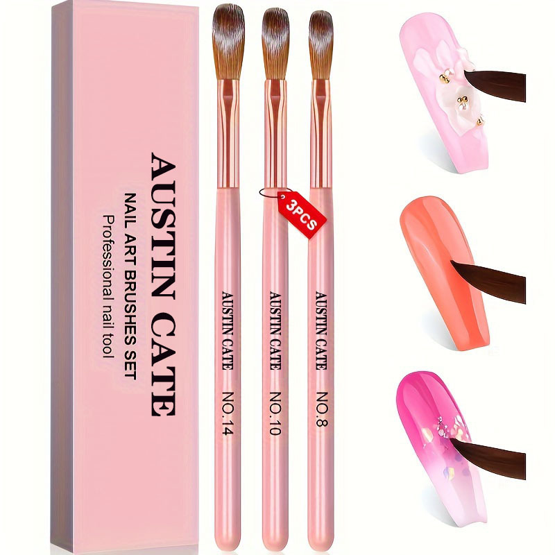 Wood Chisel Set - 3pcs Kolinsky ชุดแปรงเล็บอะคริลิคขนาด 8/10/14 สําหรับอะคริลิคแปรงเล็บ Art