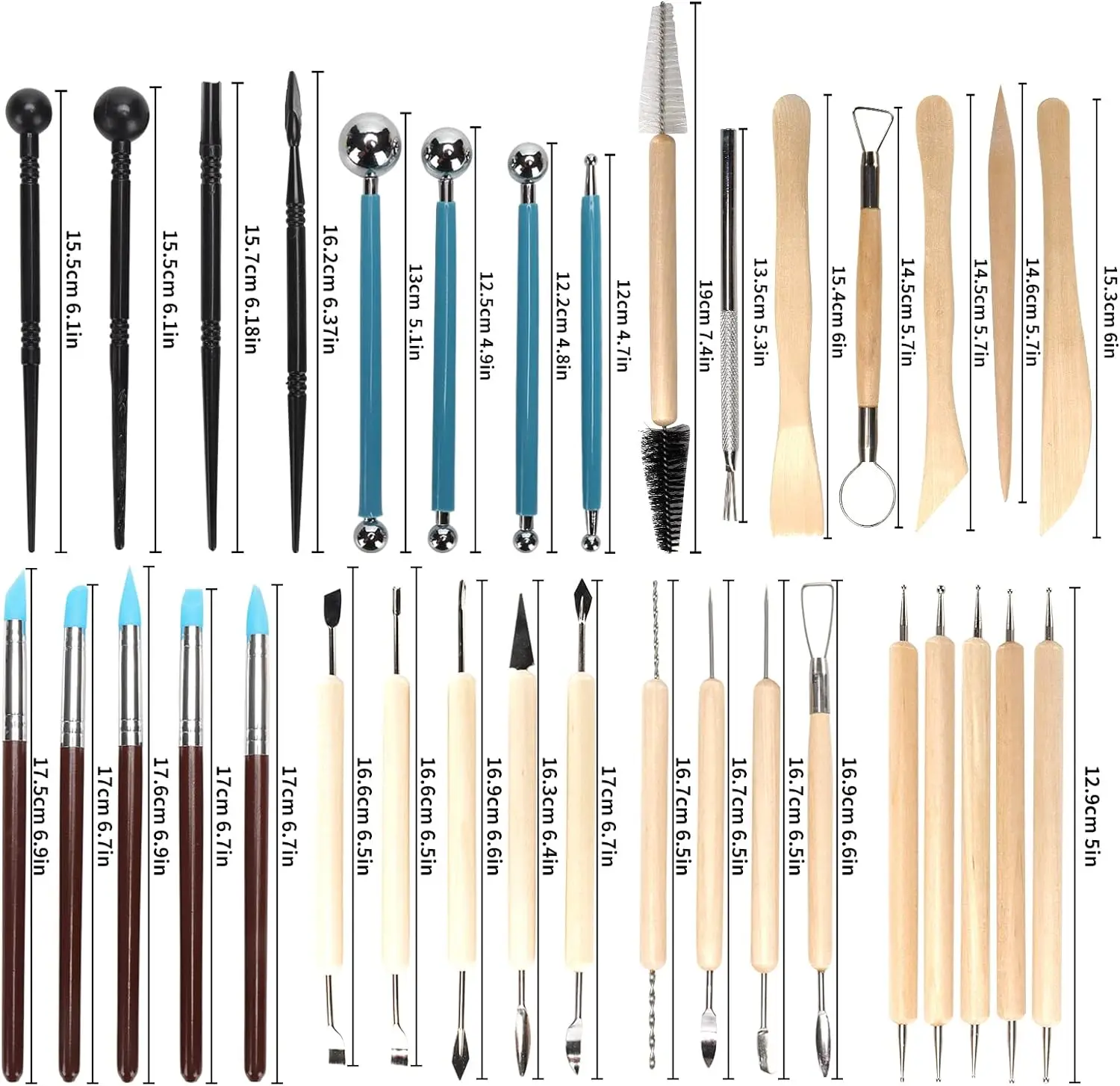 Wood Chisel Set - ชุดเครื่องมือเครื่องปั้นดินเผา 8-61 ชิ้น - ชุดแกะสลักและแกะสลักดินเซรามิกสําหรับงานฝีมือศิลปะและการสร้างแบบจําลอง