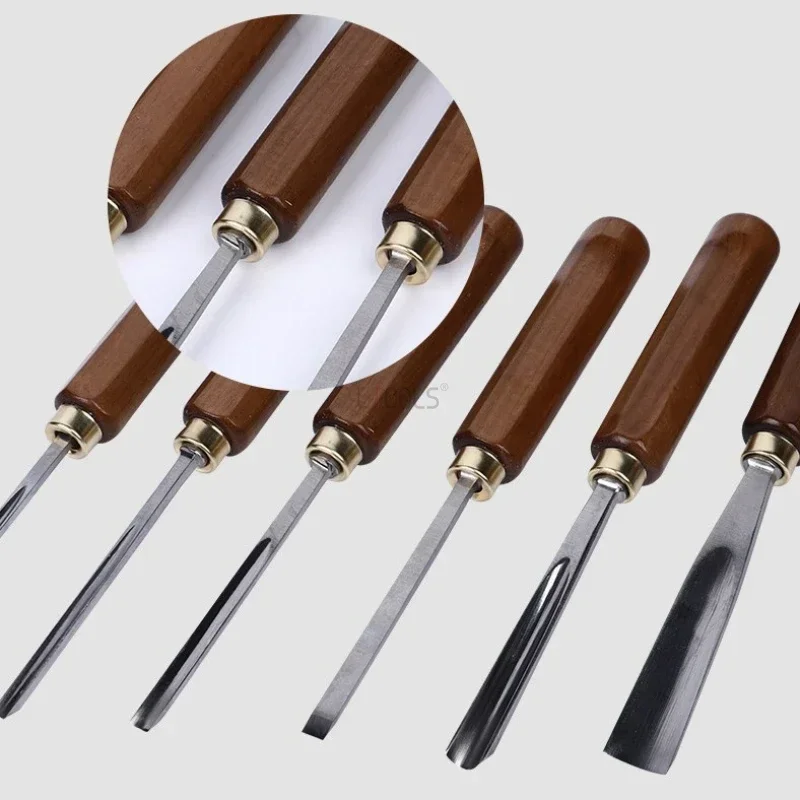 Wood Chisel Set - ชุดสิ่วงานไม้แบบใช้มือ ด้ามไม้ สำหรับแกะสลักไม้ ช่างไม้ DIY มีดแกะสลัก