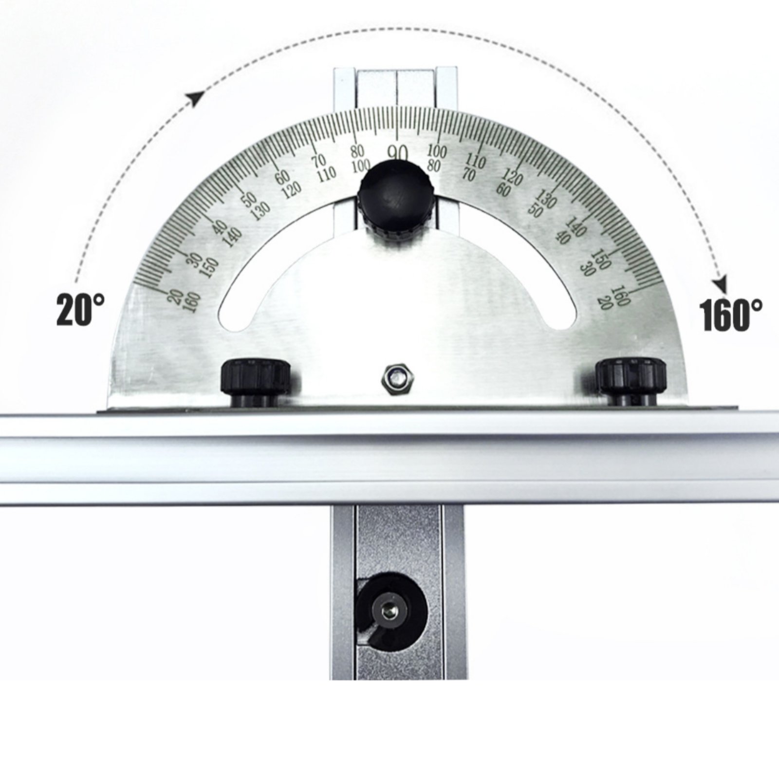 Woodworking Gauge - ตัวกำหนดมุมเลื่อยวงเดือนแบบพลิกได้ ตัวกำหนดมุมเลื่อยวงเดือนความแม่นยำสูง ไม้บรรทัดวัดมุมเลื่อยวงเดือน อลูมิเนียมอัลลอยด์ เครื่องมือช่างไม้ ทนทาน