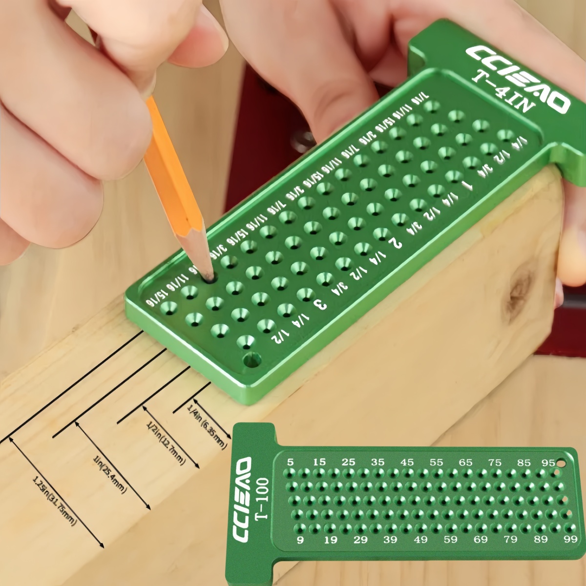 Woodworking Gauge - 4 นิ้ว/100 มม.ไม้ Scribe,เมตริก/นิ้วเครื่องหมายวัดสําหรับช่างไม้วาดเส้นเครื่องมือวัด, และ CROSS