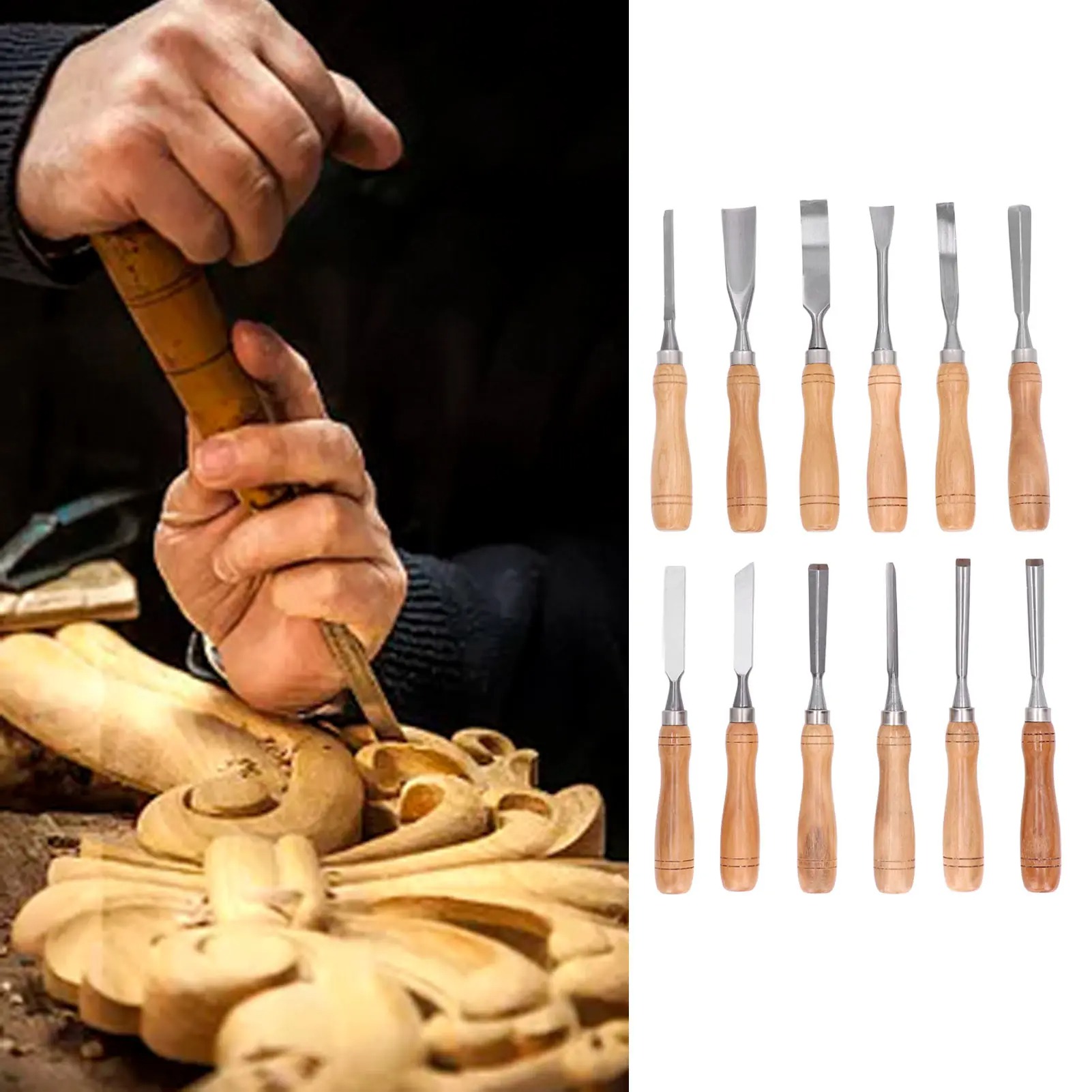 ชุดเครื่องมือแกะสลักไม้ 12 ชิ้ - Wood Chisel Set บทวิจารณ์และราคา
