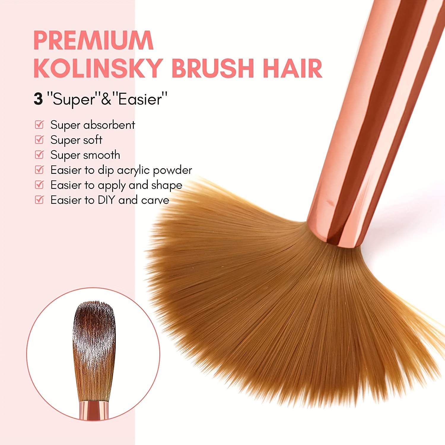 3pcs Kolinsky ชุดแปรงเล็บอะคริ - Wood Chisel Set บทวิจารณ์และราคา