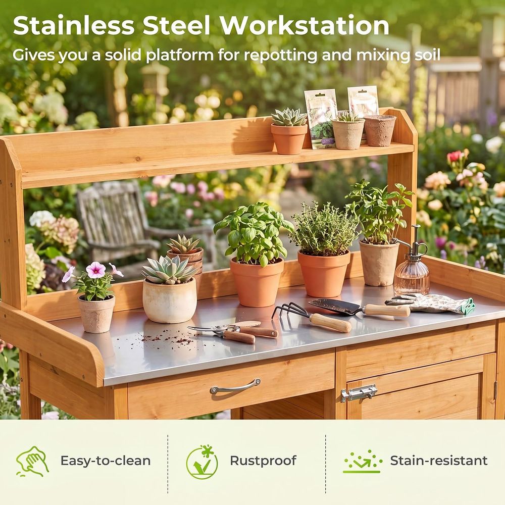 โต๊ะทำงานในสวนกลางแจ้งพร้อมตู้ - Woodworking Bench บทวิจารณ์และราคา