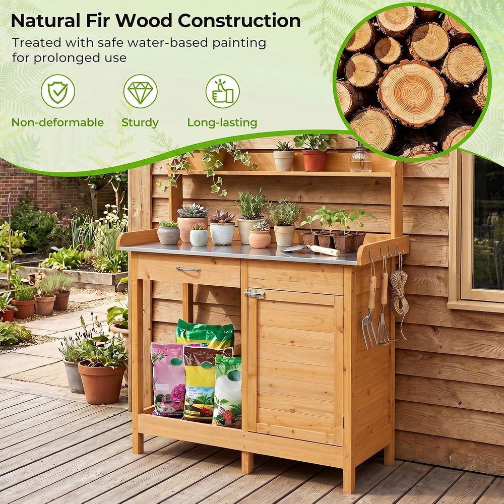 โต๊ะทำงานในสวนกลางแจ้งพร้อมตู้ - Woodworking Bench บทวิจารณ์และราคา